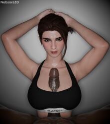 1boy 1girls 3d big_breasts big_penis blacked blacked_clothing blender breasts brown_eyes brown_hair dark-skinned_male dark_skin female hailey_(the_first_descendant) interracial light-skinned_female light_skin looking_at_viewer male nebsora3d paizuri paizuri_under_clothes penis pov pov_eye_contact saliva saliva_trail spit the_first_descendant titfuck_under_clothes titjob titjob tying_hair