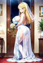 ai_generated big_ass big_breasts blonde_female blonde_hair blonde_hair_female bride hidaka hidaka_koharu high_score_girl huge_ass huge_breasts stockings thick_legs thick_thighs thighhighs thighs wedding_dress