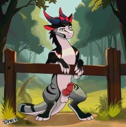 2d_animation animated balls bedroom bouncing bouncing_penis dragon erection felkin fence feral forest form frame_by_frame fur genitals hi_res looking_at_viewer male male_only mythological_creature mythological_scalie mythology narrowed_eyes penis plant scalie seductive smile solo tail tree