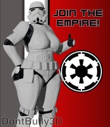 3d 3d_(artwork) armor armored armored_female blender blender_(artwork) blender_(software) dont_bully_(artist) female_stormtrooper galactic_empire_insignia helmet helmet_girl huge_ass huge_breasts huge_butt huge_thighs propaganda propaganda_poster star_wars stormtrooper text thumbs_up voluptuous voluptuous_female