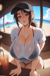 1girls ai_generated bolt_on_tits breast_implants breasts brown_eyes brown_hair enhanced_breasts fake_breasts female hi_res hips huge_breasts lara_croft light-skinned_female light_skin long_hair silicone silicone_implants stuffyai thick_thighs thighs tomb_raider voluptuous wide_hips