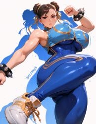 ai_generated chun-li fighting_stance fr34ky huge_breasts kicking leggings legs street_fighter street_fighter_alpha thick_thighs