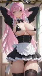1girls 2025 4k ai ai_assisted ai_generated akari_watanabe anime anime_style aqua_eyes arms_behind_head arms_up artist_name big_breasts breasts bunny_ears dreamyan_ai female female fuufu_ijou_koibito_miman green_eyes hi_res high_quality high_resolution highres maid maid_apron maid_bikini maid_headdress maid_outfit maid_uniform micro_bikini patreon pink_hair pose posing seductive seductive_eyes seductive_look seductive_pose seductive_smile smile smiling stockings thick_ass thick_thighs thighs uncensored watanabe_akari