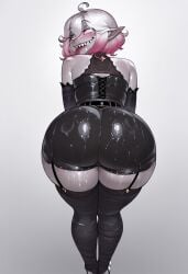 1girls ai ai_generated ass ass_focus back_view big_ass briar_(league_of_legends) bubble_ass bubble_butt clothing colored_skin dat_ass female female_only gradient_hair grey_hair grey_skin league_of_legends lingerie lingerielover multicolored_hair pale-skinned_female pale_skin pink_hair round_ass short_hair solo_focus sweat tongue tongue_out white_hair