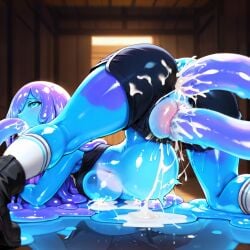 1girls ai_generated anus anus_visible_through_clothes ass_up ass_up_face_down black_boots black_crop_top black_shorts blue_body boots breasts breasts_out crop_top cum cum_drip cum_dripping cum_explosion cum_in_pussy cum_inflated_belly cum_inflation_progression cum_inside cum_on_stomach cum_puddle cum_string cum_trail cumflated_belly cumflation fat_mons female inflation inflation lactating lactation medium_breasts purple_body purple_hair pussy_juice pussy_juice_string sex sex_from_behind shorts slime slime_girl socks spread_legs stomach_bulge stomach_deformation tagme tentacle tentacle tentacle_in_ass tentacle_in_pussy tentacle_penetration tentacle_sex top-down_bottom-up top_down underboob vaginal_penetration viewed_from_behind viewed_from_below white_socks