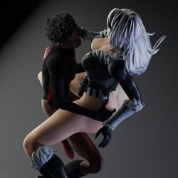 1boy 1girls 3d bbc big_ass black_cat_(fortnite) black_cat_(marvel) bubble_butt cowgirl_position felicia_hardy female fortnite male marvel marvel_comics miles_morales spider-man_(series) thick thick_ass white_hair