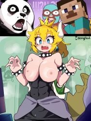 big_breasts bowser bowsette genderswap_(mtf) mario_(series) nipples tagme