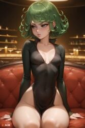 1girls acw ai_generated annoyed annoyed_expression bare_thighs black_dress cleavage curly_hair curvy curvy_female dress female female_only female_solo girl_only girl_solo green_eyes green_hair light-skin light-skinned_female medium_hair one-punch_man only_female only_girl only_woman sitting slim slim_girl small_breasts solo solo_female solo_girl solo_woman tatsumaki woman_only woman_solo