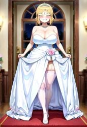 ai_generated big_ass big_breasts blonde_female blonde_hair blonde_hair_female bride hidaka hidaka_koharu high_score_girl huge_ass huge_breasts stockings thick_legs thick_thighs thighhighs thighs wedding_dress