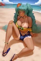 1girls 2d ai_generated aqua_hair ass barefoot big_ass big_breasts bikini bracelet brazilian_miku breasts dark-skinned_female earrings erection erophoenix eyewear_on_head feet full_body futanari grin hair_flower hair_ornament hatsune_miku huge_breasts jewelry kneeling large_penis long_hair looking_at_viewer looking_back nail_polish patreon_username penis shorts smile soles solo solo_female sunglasses swimsuit tan tellow_shirt testicles thick thick_thighs toes uncensored vocaloid