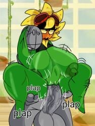 1boy 1girls anon anthro anthrofied ass breasts female flora_fauna plant plant_girl plant_humanoid plantie plants_vs._zombies plants_vs_zombies popcap_games pussy solar_flare_(pvz) sunflower_(pvz)