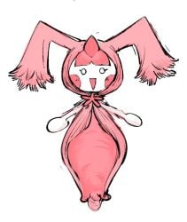 9999gpera :> dot_eyes female not_furry simple_background simple_eyes solo white_background womb_creature