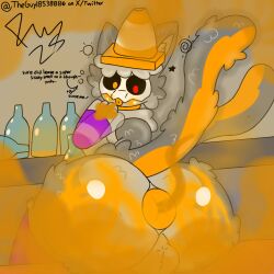 anthro anus ass balls big_butt biohazard_symbol blep blush bodily_fluids burp_cloud digital_media_(artwork) domestic_cat drunk fanning_nose fart fart_cloud fart_fetish felid feline felis femboy freeway_(freewaythecat) freewaythecat fur genitals grey_body hair hazard_symbol hi_res male mammal nude simple_background solo substance_intoxication symbol tail tail_motion tailwag text tongue tongue_out traffic_cone