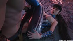 1boy 1girls 3d 3d_(artwork) android asian asian_female breasts clothed dark_hair eve_(stellar_blade) legs_up missionary_position partially_clothed realistic ripped_clothing sex smokescreen117 stellar_blade vaginal_penetration vaginal_sex