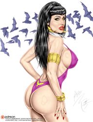 1girls actress aletta_ocean armando_huerta armlet ass bare_shoulders basement_comics bats bikini black_hair bracelet breasts celebrity cleavage collar cosplay covered_breasts dat_ass dynamite_comics earrings enhanced_breasts erect_nipples fake_breasts fangs female female_only green_eyes high_resolution jewelry large_ass large_breasts legs lips lipstick makeup model nail_polish nipple_bulge nipples one-piece_swimsuit porn_star red_lipstick red_nails revealing_clothes sideboob solo swimsuit thighs vampire vampirella_(cosplay)