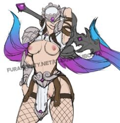 1girls buibuiboota female female_only nemesis_(smite) nipples pussy rough_sketch smite solo tagme