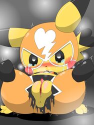 anus blush clitoris clothed clothing cosplay_pikachu female female_only feral fur furry furry113 furry_only nintendo pikachu pikachu_libre pokémon_(species) pokemon pussy sitting solo spread_legs spreading tail tears torn_clothing video_games