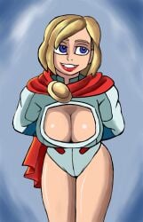 1girls 2026 2d 2d_(artwork) alien alien_girl big_breasts blonde_hair blue_background blue_eyes blue_gloves boob_window boobs boobs_focus breast_focus breasts cape cleavage cleavage_cutout cleavage_window clothed clothed_female dc dc_comics drawingdient22 female female_kryptonian female_only gloves grey_background grey_eyes hips hips_focus huge_breasts kara_zor-l karen_starr kryptonian large_breasts leotard looking_away medium_hair new_52 pin_up power_girl power_girl_cosplay_pose_(missfaves) questionable realistic_breast_size red_cape smile solo solo_female superman_(series) thick_thighs thighs white_leotard
