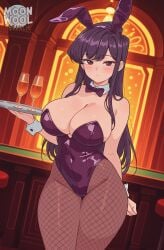 ai_generated ai_assisted breasts uncensored thick_thighs thighs thick_ass curvy curvy_female curvy_body moonwool_branch big_breasts large_breasts huge_breasts long_hair purple_hair purple_eyes komi-san_wa_komyushou_desu komi_shouko bunny_ears bunnysuit bunny_girl leotard pantyhose fishnets fishnet_legwear fishnet_pantyhose expressionless looking_at_viewer solo solo_focus solo_female female female_only female_focus seductive seductive_look seductive_pose seductive_mouth seductive_eyes