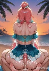 1boy 1girl ai_generated artist_name ass back bare_shoulders barefoot beach buttjob cum cum_on_ass cum_on_clothes erection facing_away feet from_behind hetero huge_ass league_of_legends long_hair median_furrow multicolored_hair ocean_song_seraphine_prestige_edition orange_sky outdoors patreon patreon_username penis pink_hair pool_party_series pov prestige_skin riot_games seraphine_(league_of_legends) skirt soles sultryspark sunset thighs toes uncensored water