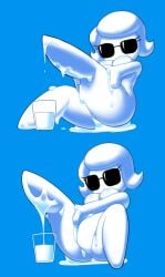 1female 1girls 2d 2d_(artwork) big_breasts blue_background breasts digital_media digital_media_(artwork) eyelashes featureless_crotch female female_only glass_cup glass_of_milk hi_res highres humanoid humanoid_female humanoid_only mascot milk minus8 no_feet no_mouth nude nude_female oreo png short_hair short_white_hair simple_background solo solo_female sunglasses thick_thighs thighs white_body white_hair white_skin