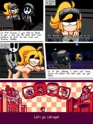 1boy 1girls accurate_art_style anti_groove ballora_(fnafsl) bedroom_eyes big_breasts blonde_female blonde_hair blowjob blush breasts breasts_out comic comic_page dialogue doggy_style five_nights_at_freddy's five_nights_at_freddy's:_security_breach five_nights_at_freddy's_2 five_nights_at_frickbears five_nights_at_frickbears_3 freckles freckles_on_ass freckles_on_face hat lisnotsfw lolbit_(fnaf) lolbit_(frickbears) mask on_table ponytail scrap_baby security_guard sex straight table toy_chica_(fnaf) uniform vanessa_(fnaf) vanessa_shelley_(frickbears)