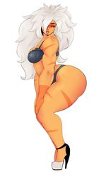 1girls ass black_bra black_panties bra breasts curvy eyelashes female female_only gem_(species) hair_over_one_eye high_heels huge_ass jasper_(gem) jasper_(steven_universe) lingerie long_hair muscular muscular_female panties parted_lips pinup platform_footwear platform_heels solo steven_universe sunnysundown thick_lips thick_thighs thong two_tone_skin underwear voluptuous white_background white_hair yellow_eyes