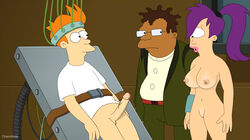 big_breasts big_penis bottomless breasts chainmale futurama hermes_conrad nude penis philip_j_fry purple_hair pussy tanline turanga_leela