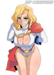 1girls 2026 2d 2d_(artwork) art_reference big_breasts blonde_hair blue_eyes blue_gloves boob_window boobs boobs_focus breasts cape cleavage cleavage_cutout cleavage_window clothed clothed_female cosplay dc dc_comics earrings female female_only frankiedfkun gloves hips hips_focus huge_breasts kara_zor-l karen_starr large_breasts leotard looking_at_viewer medium_hair missfaves pin_up power_girl power_girl_(cosplay) power_girl_cosplay_pose_(missfaves) questionable real_person red_cape simple_background smile solo solo_female superheroine superman_(series) thick_thighs thigh_gap thighs white_background white_leotard