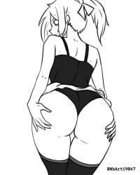 1girls 1girl monochrome monochrome_background black_and_white greyscale looking_back looking_back_at_viewer ass_grab butt_grab grabbing_ass grabbing_butt fondling_butt groping_butt groping_ass touching_butt grabbing_own_ass grabbing_own_butt gluteal_fold ass butt ass_cleavage ass_crack thick_ass thick_butt thigh_gap ponytail nbart19047 thighhighs thigh_highs legwear stockings black_thighhighs black_thigh_highs black_legwear black_stockings