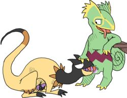 balls feral heliolisk kecleon licking lizard long_tongue male masturbation nintendo oral paintdog penile_masturbation penis pokemon reptile scalie sex simple_background tongue tongue_out tonguejob video_games white_background yaoi