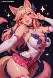lillith_inferna_arts persyarts league_of_legends league_of_legends:_wild_rift patreon riot_games wild_rift ahri ahri_(league_of_legends) star_guardian_ahri star_guardian_series ai_generated request requested hires hi_res highres original_artwork watermark clothing