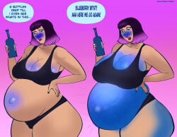40ozfiona belly blueberry blueberry_inflation female inflated_belly inflation_fetish jigglywiggly wine