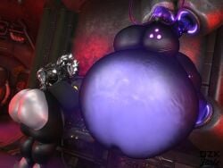 qzk_forte irona_(qzk_forte) breasts big_breasts huge_breasts cleavage inflation blueberry_inflation thick_thighs wide_hips overweight bbw big_ass huge_ass bubble_butt tagme