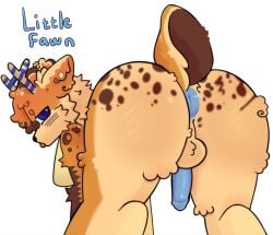 1boy artwork_(digital) ass_focus blue_anus blue_bell_rudie blue_eyes blue_penis blushcrunch_studio brown_fur color colored colored_anus colored_penis dandy's_world dandys_world furry furry_only little_fawn_(artist) male male_only reindeer rudie_(dandy's_world) simple_background solo_male spread_legs striped_antlers tongue_out toon_(dandy's_world) uncensored
