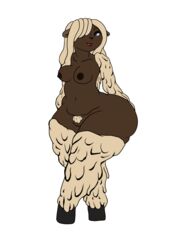 anthro ass big_butt breasts caprine ewe female hooves mammal nude sheep solo takarachan wide_hips wool