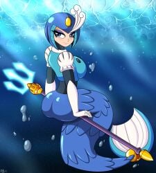 novaspark splash_woman mega_man side_breast ass underwater eyeshadow eyelashes