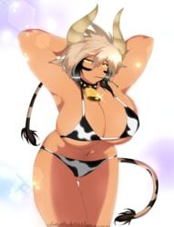 animal_ears animal_tail armpits big_breasts bovine cathyl_(monster_musume) collar cow_girl female_minotaur horns micro_bikini minotaur minotaur_female minotaur_girl monster_girl monster_musume_no_iru_nichijou