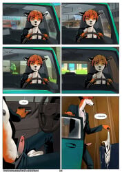 2026 5_fingers anthro bag better_version_at_paywall canid canine car clothed clothing colored comic detailed detailed_back dialogue digital_drawing_(artwork) digital_media_(artwork) driving driving_car english_text fingers fox genitals green_car grocery_bag hair inside_car inside_vehicle laurie_(purplebirdman) male male_nipple mammal multiple_scenes nipples open_clothing open_shirt open_suit open_topwear orange_hair parking penis penis_poking_out plastic_bag profanity purplebirdman red_hair shaded shirt slim slim_anthro slim_male sniffing solo speech_bubble suit suit_jacket text tongue tongue_out topwear traffic url vehicle yellow_eyes