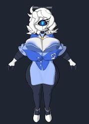 1girl 3d 3d_(artwork) 3d_model 3d_render 7ths1n big_boobs big_breasts blue_eye boobs boobs_bigger_than_head breasts dress eyelashes genderbend genderswap hips metallic_body model render robot robot_girl robot_humanoid robot_joints robotic robotic_arm thick thick_hips thick_legs thick_thighs thighs voluptuous voluptuous_female wheatley white_body white_hair white_shoes