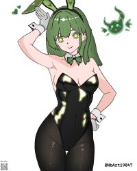 1girls 2d 2d_(artwork) 2d_artwork arm_above_head arm_up armpit armpit_crease armpit_peek armpits black_bunny_ears black_bunnysuit black_hairband black_legwear black_leotard black_pantyhose black_topwear bowtie breasts bunny_costume bunny_ears bunny_pose bunnygirl bunnygirl_outfit bunnysuit cleavage closed_mouth_smile collar collarbone digital digital_art digital_drawing digital_drawing_(artwork) digital_media digital_media_(artwork) drawing elbows female female_focus female_only fingers green-eyed_female green-haired_female green_bowtie green_eyes green_hair groin hairless_armpits hand_above_head hand_on_hip hand_on_own_hip hand_on_own_waist hand_on_waist hand_up head_tilt hourglass_figure inframammary_fold inguinal_crease inguinal_ligament large_breasts lean_figure legwear leotard long_hair looking_at_viewer narrow_waist nbart19047 oc original original_art original_artwork original_character pantyhose posing posing_for_the_viewer presenting_armpit rabbit_pose shaved_armpits shoulders simple_background slender_body slender_waist slim_female slim_waist smile smiley_face smiling smiling_at_viewer solo standing thick_thighs thigh_gap thighs tilted_head topwear touching_hip touching_waist upper_body white_background white_collar white_pupils white_wrist_cuffs wide_hips wrist_cuffs