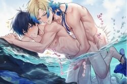 backshots holding_waist sex gay gay_sex yaoi male/male sex_in_water blue_lock isagi_yoichi michael_kaiser ai_generated
