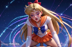 hetero 1boy penis sex blonde_hair sailor_senshi_uniform closed_eyes long_hair skirt straddling vaginal bow choker cowgirl_position elbow_gloves girl_on_top gloves white_gloves hair_bow sailor_collar open_mouth pov pleated_skirt jewelry circlet orange_choker magical_girl orange_sailor_collar solo_focus makeup red_bow uncensored breasts miniskirt patreon_username earrings clothed_sex artist_name sky pussy nude teeth leotard night web_address medium_breasts orange_skirt white_leotard clothed_female_nude_male blush sailor_venus aino_minako progenarts hi_res ai_generated sailor_jupiter minako_aino bishoujo_senshi_sailor_moon 1girls female 1boy1girl vaginal_sex vaginal_penetration