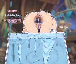2d_(artwork) 2d_artwork 2girls accurate_body_type accurate_proportions anus anus_focus back_view hexanne mario_(series) permafrost_(artist) pooping princess princess_peach princess_rosalina pseudo_scat scat shitting starveil_(artist)