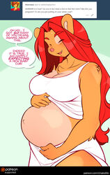 ambar anthro ask_me_anything bear chalo clothing female las_lindas pregnant red_hair skirt text tumblr