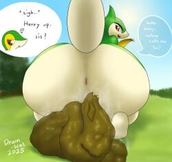 2025 anthro anus big_butt butt butt_focus dialogue drain_scat duo english_text feces feces_on_ground feces_pile female female/female forest generation_5_pokemon green_body hi_res huge_butt looking_at_another looking_at_partner looking_back looking_back_at_another looking_back_at_partner multicolored_body nintendo outside plant pokemon pokemon_(species) poop pooping pooping_on_floor rear_view reptile scalie scat servine sibling_(lore) sister_(lore) sisters_(lore) sky snivy speech_bubble tail tan_body text tree two_tone_body wide_hips