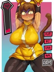 1girls anthro anthro_female anthrofied armpit_crease armpits arms_up brown_fur brown_hair clothed clothed_female clothing domestic_cat felid feline feline_humanoid female female_focus female_only gameoverse image_set kit_(gameoverse) ryosuart