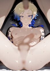big_penis balls male/male two_penises about_to_have_sex blue_lock ai_generated yaoi gay on_back michael_kaiser