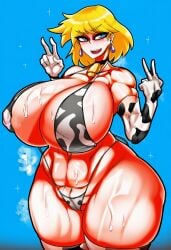 big_ass big_breasts boob_window breasts_bigger_than_head cow_ears cow_girl cow_print cow_print_bikini female gigantic_ass gigantic_breasts lori_loud pose sister sweaty_body the_loud_house