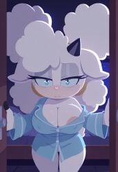 ai_generated cleavage dog_husky_ai female female_only lanolin_the_sheep mobian mobian_(species) sheep shirt_only sonic_(series) sonic_the_hedgehog_(comics) sonic_the_hedgehog_(series)
